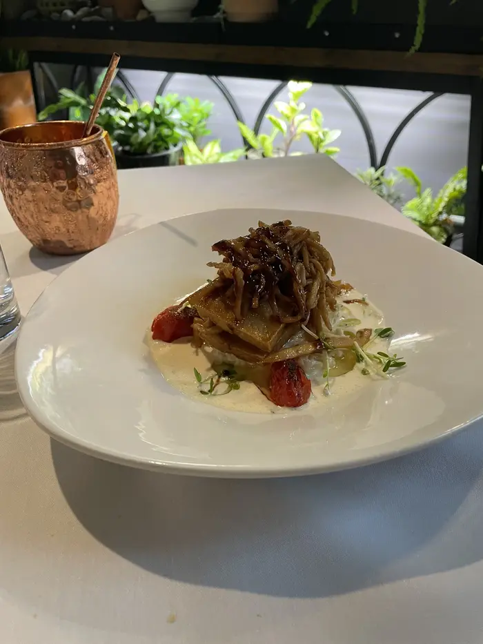 Pan Seared Tofu on Lemongrass Risotoo - The Quarry in Monson, Maine